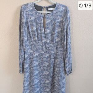 Abercrombie & Fitch Blue Abstract Print Keyhole Long Sleeve Mini Dress